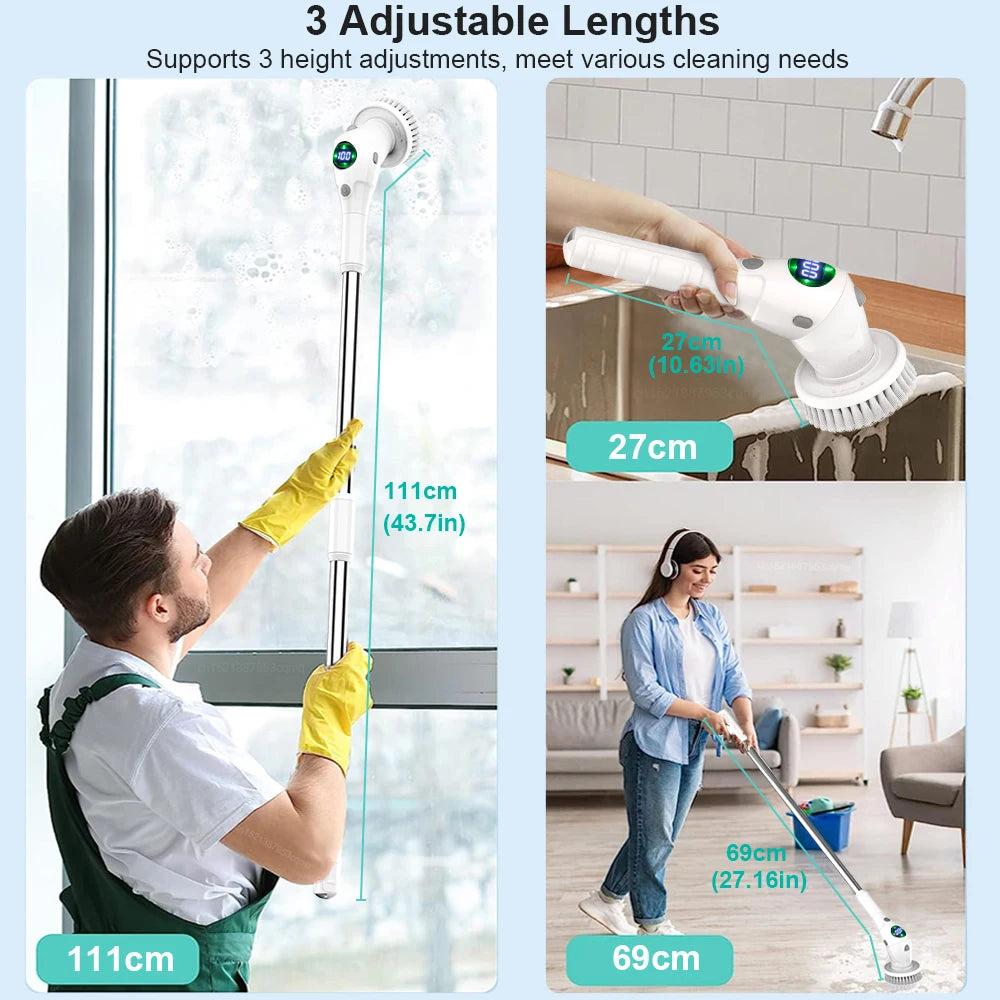 Electric Cleaning Brush 8 in 1 Multifunctional Household Wireless Rotatable Cleaning Brush For Bathroom Kitchen Windows Toilet